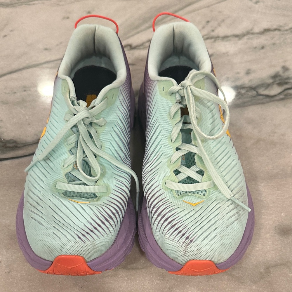 Hoka Mint and Purple Athletic Shoes